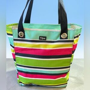 Thirty-One Striped Tall Organizing Tote Multicolor Carryall Bag
